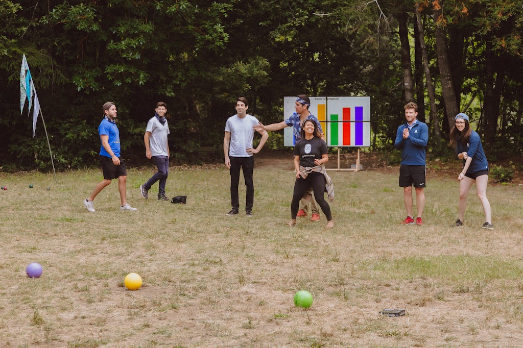 Team building activity with colorful game